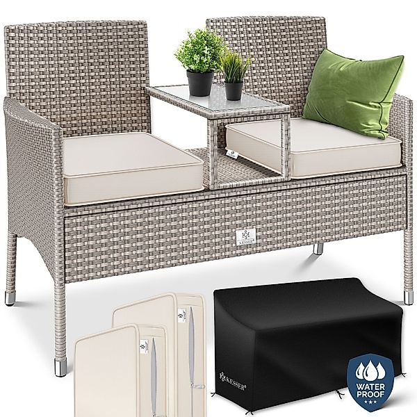 KESSER Gartenbank, Polyrattan Gartenbank 2-Sitzer Bank günstig online kaufen