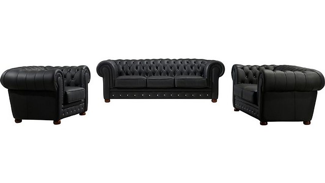 Salottini Chesterfield-Sofa Chesterfield Newcastle Sofagarnitur Leder 3/2/1 günstig online kaufen