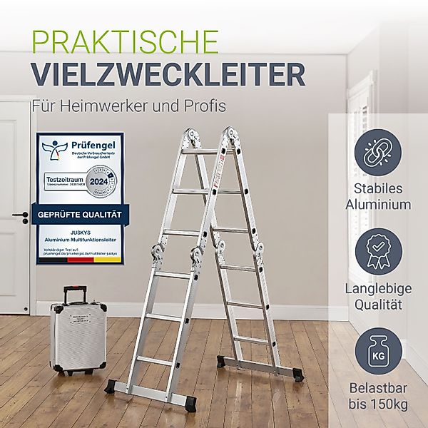 Juskys Vielzweckleiter Multifunktionsleiter, gummierte Standfüße, Gelenksys günstig online kaufen