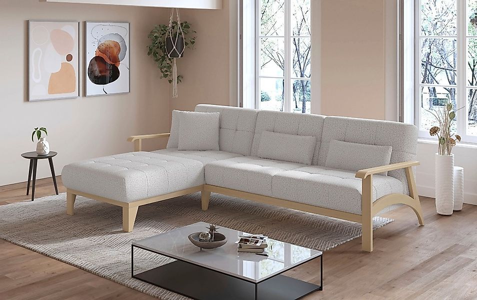 sit&more Ecksofa »Billund L-Form«, Armlehnen aus Buchenholz in natur, versc günstig online kaufen