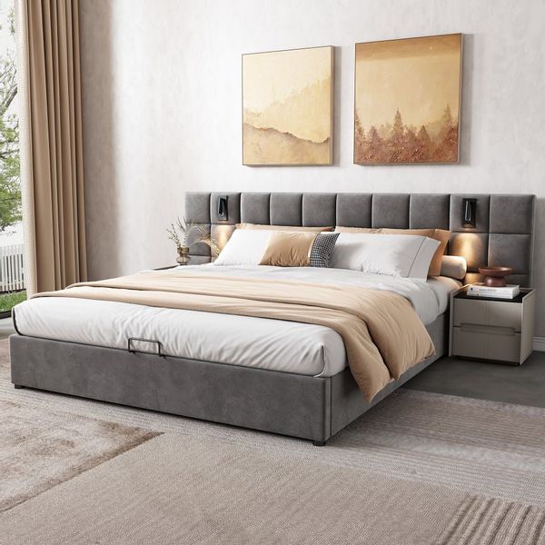 OKWISH Polsterbett Doppelbett Jugendbett Bett Stauraumbett günstig online kaufen