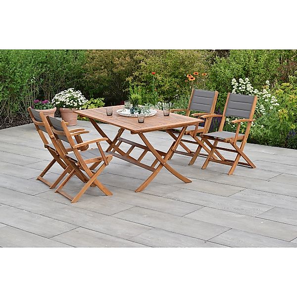 Merxx Gartenmöbelset Acapulco 5tlg. inkl. Klappsessel u. Bistrotisch 160 x günstig online kaufen