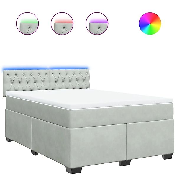vidaXL Boxspringbett mit Matratze Hellgrau 140x200 cm Samt 3288636 günstig online kaufen