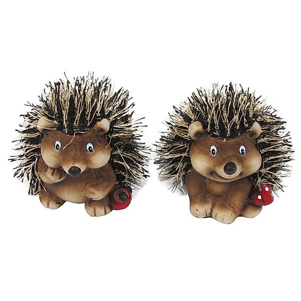 Igel aus Keramik mit Stoff 6-7 cm Braun-Rot günstig online kaufen