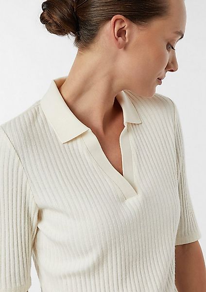 comma Kurzarmshirt T-Shirt Softes Poloshirt mit Rippstruktur günstig online kaufen