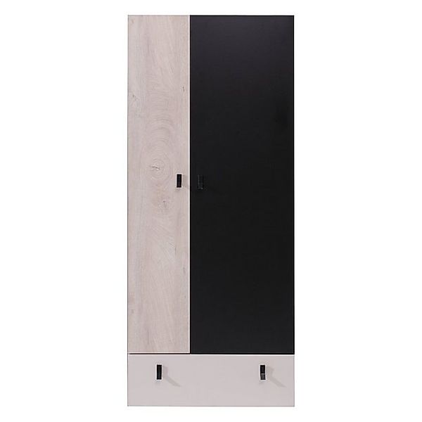 Lomadox Kleiderschrank PITTSBURGH-133 2-türig, 80cm breit, schwarz/Eiche/be günstig online kaufen