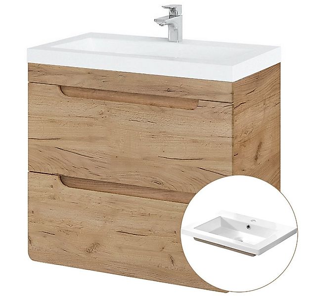 Lomadox Waschtisch LUTON-56-CRAFT, 61 cm mit Keramikbecken Wotan Eiche Nb., günstig online kaufen