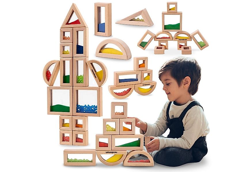 Mamabrum Lernspielzeug Sensorik-Bausteine aus Holz – 15-teiliges Montessori günstig online kaufen