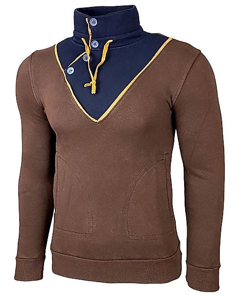 Baxboy Strickpullover Baxboy Herren Sweatshirt Tube-Neck Stehkragen Knopfve günstig online kaufen