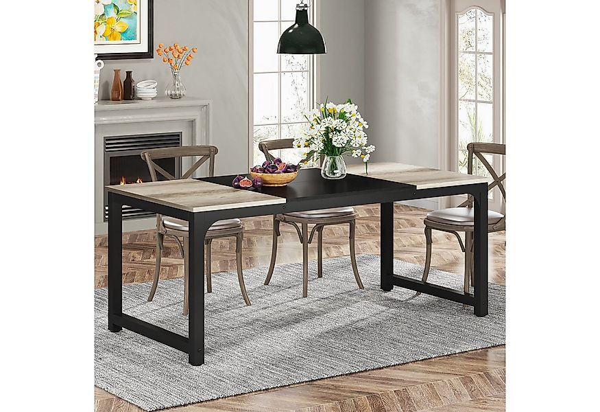 Tribesigns Esstisch 160/180x80 cm, Industrial Design Tisch mit Metallgestel günstig online kaufen