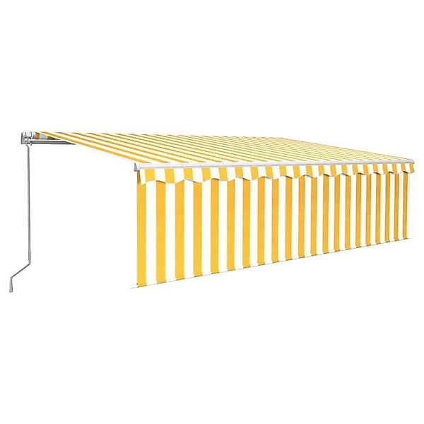 vidaXL Markise Manuell Einziehbar mit Rollo und LED 5x3 m Gelb und Weiß 306 günstig online kaufen