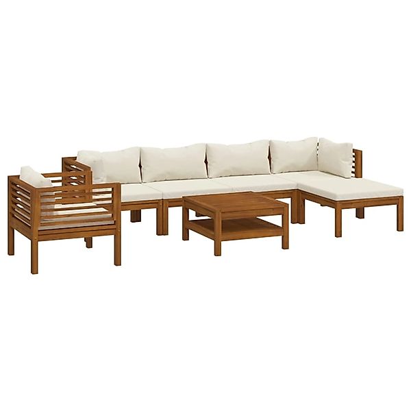 vidaXL 7-tlg Garten-Lounge-Set mit Creme Kissen Massivholz Akazie Modell 2 günstig online kaufen