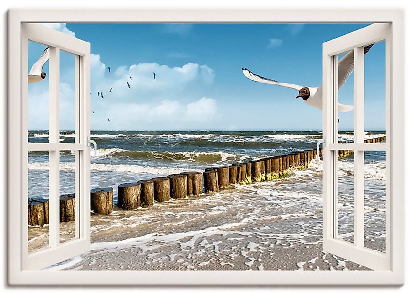 Artland Wandbild "Fensterblick - Ostsee", Fensterblick, (1 St.), als Leinwa günstig online kaufen