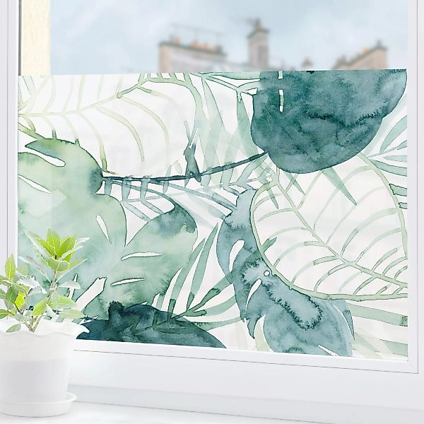Fensterfolie Palmwedel in Wasserfarbe II günstig online kaufen
