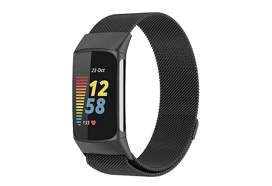 Wigento Smartwatch-Armband Für Fitbit Charge 6 / 5 Metall Stahl Mesh Armban günstig online kaufen