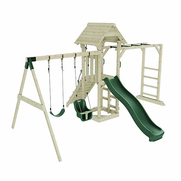 OutdoorToys Spielturm Örebro mit Babyschaukel Dunkelgrün günstig online kaufen