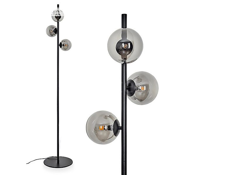 hofstein Pollerleuchte moderne Stehlampe aus Metall/Glas in Schwarz/Rauchgl günstig online kaufen