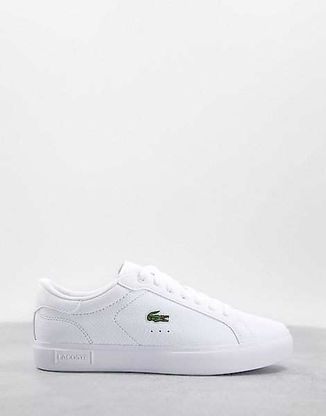 Lacoste – Powercourt – Sneaker aus gewalktem Leder in Triple-Weiß günstig online kaufen
