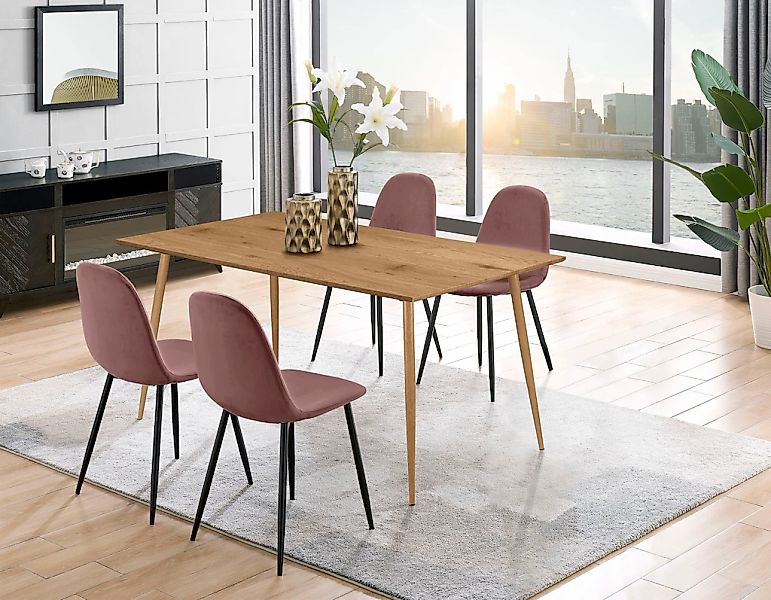 Leonique Essgruppe "Eadwine, TOPSELLER Tisch plus 4 Stühle, Sitzgruppe" Ess günstig online kaufen