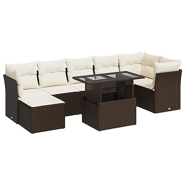 vidaXL 8-Tlg Garten-Sofagarnitur mit Kissen Braun Poly Rattan 3326204 günstig online kaufen
