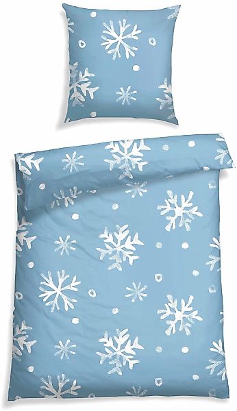 Schiesser Bettwäsche "Skadi aus weicher Baumwolle mit weißen Schneeflocken" günstig online kaufen