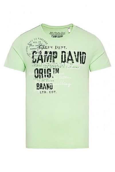 CAMP DAVID T-Shirt mit Used- und Puffprint-Details green lemon günstig online kaufen