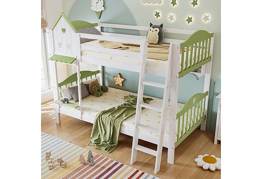 SOFTWEARY Etagenbett mit 2 Liegeflächen und Lattenrost (90x200 cm), Kinderb günstig online kaufen