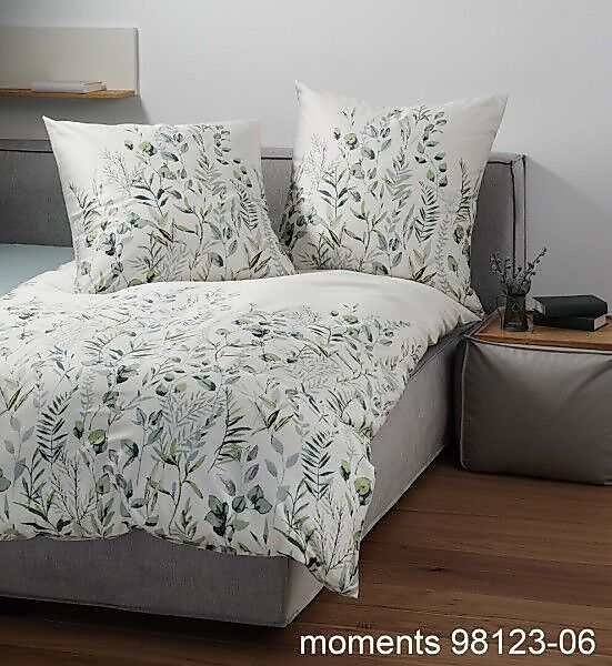 Janine Janine Mako-Satin Bettwäsche moments 98123 grün Größe:  200x220 cm + günstig online kaufen