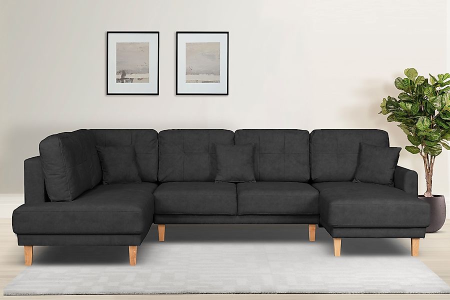 Home affaire Wohnlandschaft "TRIPLO U-Form wahlweise mit Schlaffunktion, B/ günstig online kaufen