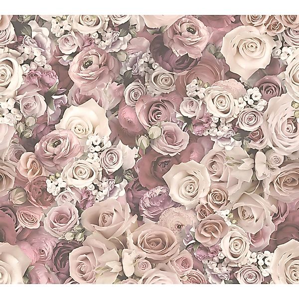 PROFHOME 327222-GU Blumen Tapete Floral Matt Rosa Creme Weiß 0,53 m x 10,05 günstig online kaufen