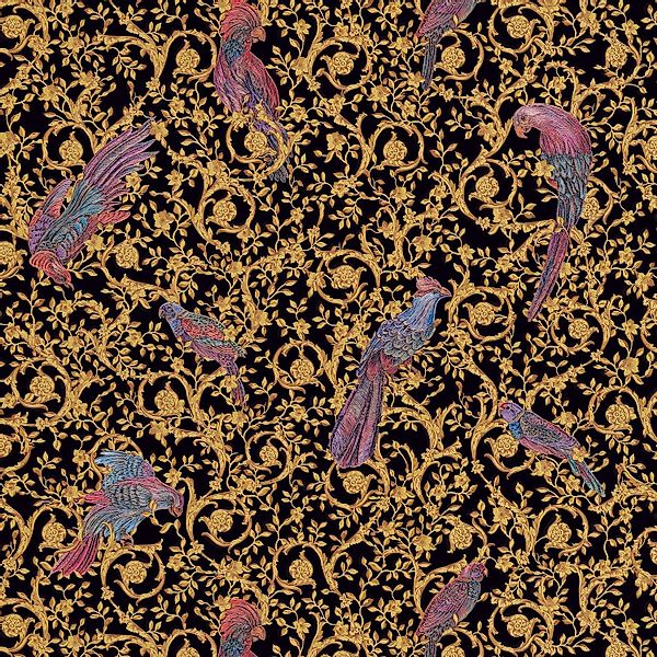PROFHOME 370531-GU Luxus Tapete Vogelmuster Gold Schwarz Gelb 7,035 m2 0,70 günstig online kaufen