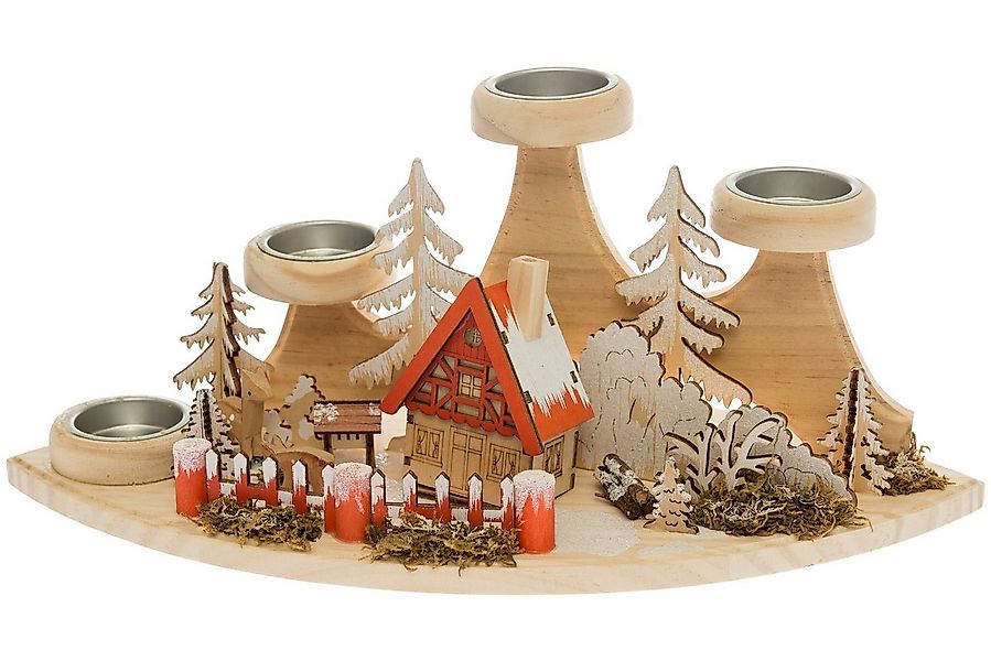 Wohnando Weihnachtsdorf Winterszene Winterdekoration mit Holz-Teelichthalte günstig online kaufen