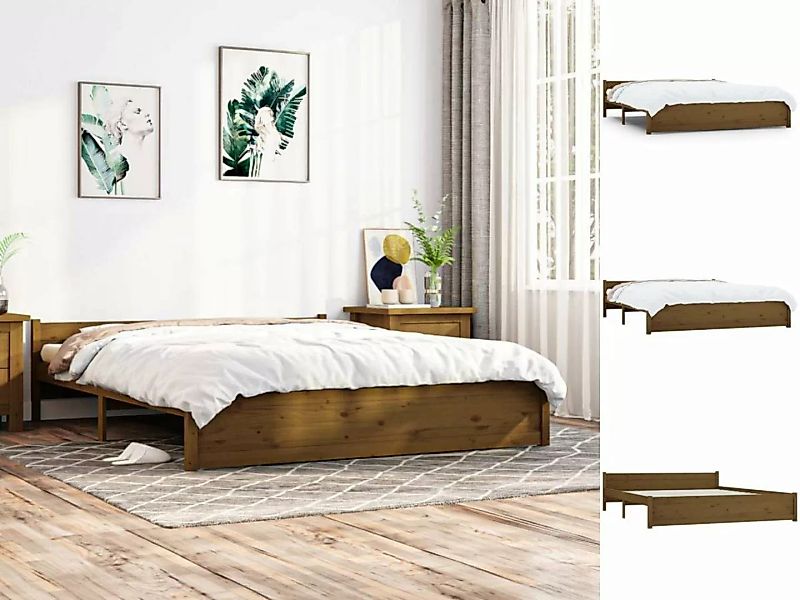 vidaXL Bettgestell Massivholzbett Honigbraun 200x200 cm Bett Bettgestell Do günstig online kaufen