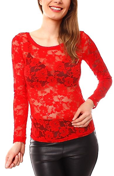 Muse Spitzentop Langarm Spitzenshirt transparent mit günstig online kaufen