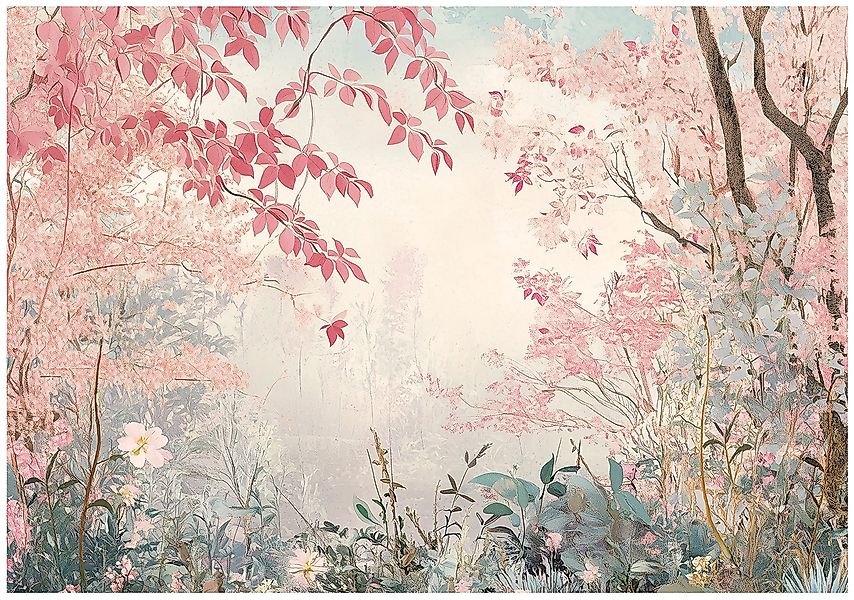 Wallarena Fototapete Wald Natur Rosa Vlies günstig online kaufen