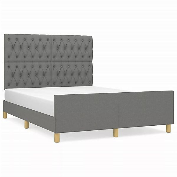 vidaXL Bettgestell mit Kopfteil Dunkelgrau 140x190 cm Stoff Modell 41379315 günstig online kaufen