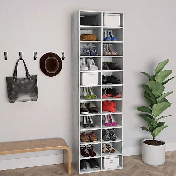 Schuhschrank Betongrau 54×34×183 Cm Spanplatte günstig online kaufen