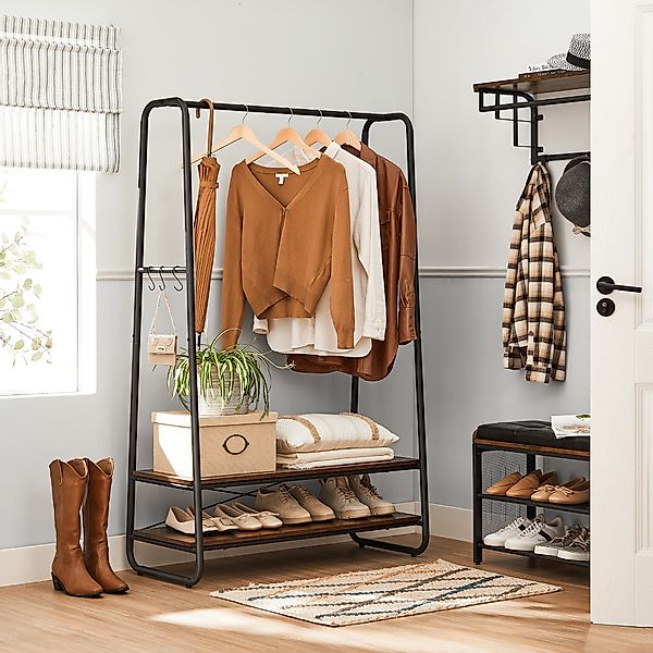 VASAGLE Kleiderständer, 2 Ablagen, 6 Haken, günstig online kaufen
