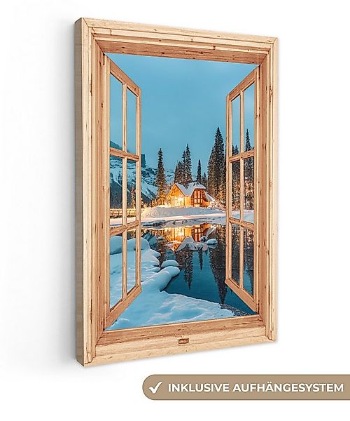 OneMillionCanvasses® Leinwandbild Winterlandschaft - Natur - Haus - Berge - günstig online kaufen