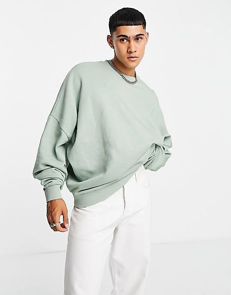 ASOS DESIGN – Oversize-Sweatshirt in Grün günstig online kaufen