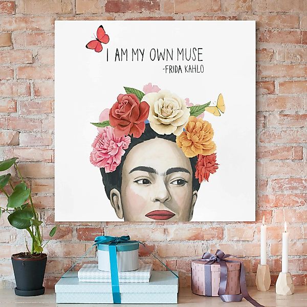 Leinwandbild Spruch - Quadrat Fridas Gedanken - Muse günstig online kaufen
