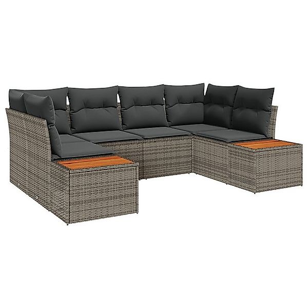 vidaXL Loungesofa 6-teiliges Garten-Sofa-Set mit Kissen Grau Poly Rattan, 6 günstig online kaufen