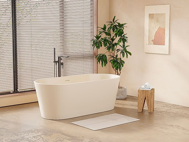 Freistehende Badewanne oval - 255 L - 159 x 74 x 56 cm - Beige matt - Acryl günstig online kaufen