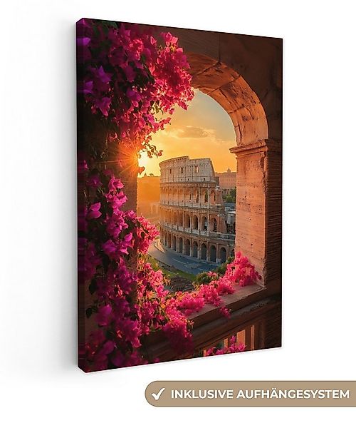 OneMillionCanvasses® Leinwandbild Kolosseum - Rom - Rosa Blumen, Fotodruck günstig online kaufen