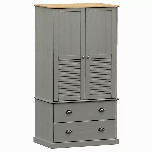 furnicato Kleiderschrank VIGO Grau 90x55x170 cm Massivholz Kiefer (1-St) günstig online kaufen