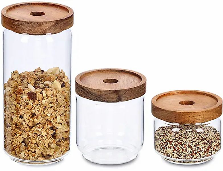 Zeller Present Vorratsglas Set, 3 Stk. tlg. mit Akaziendeckel günstig online kaufen