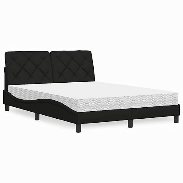 vidaXL Bett Bett mit Matratze Schwarz 140x190 cm Stoff günstig online kaufen