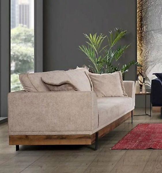 JVmoebel Sofa Sofa 3 Sitz Dreisitzer Stoff Couchen Wohnzimmer Beige Textil günstig online kaufen