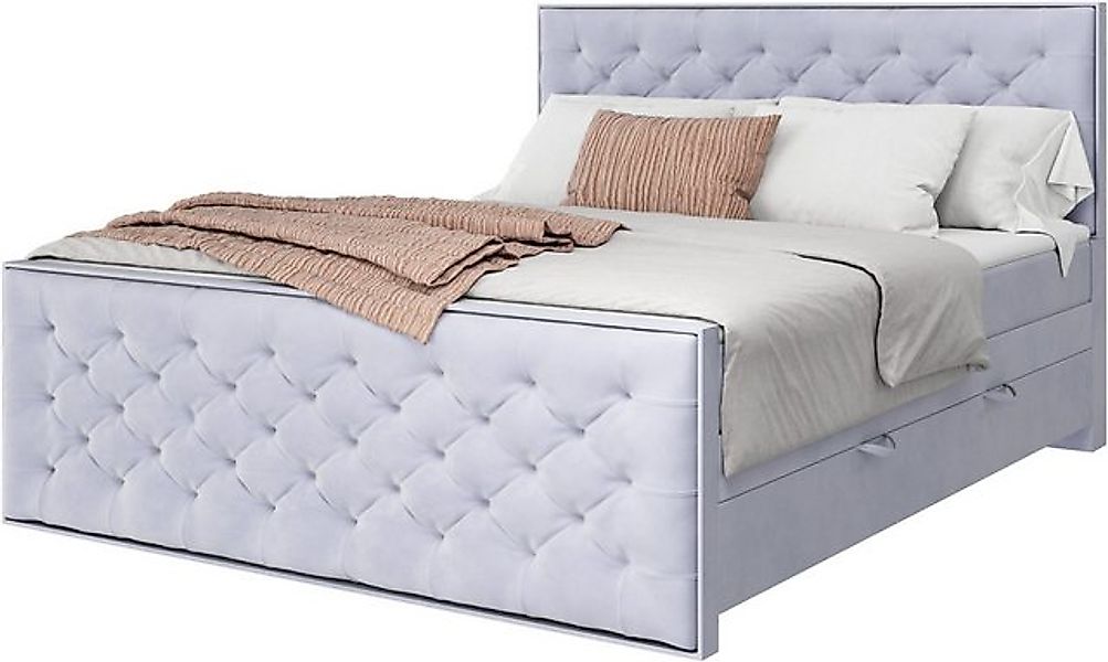 FORTE Boxspringbett, Zwei große Bettkästen, Matratze H2/H3 mit 7 Komfortzon günstig online kaufen