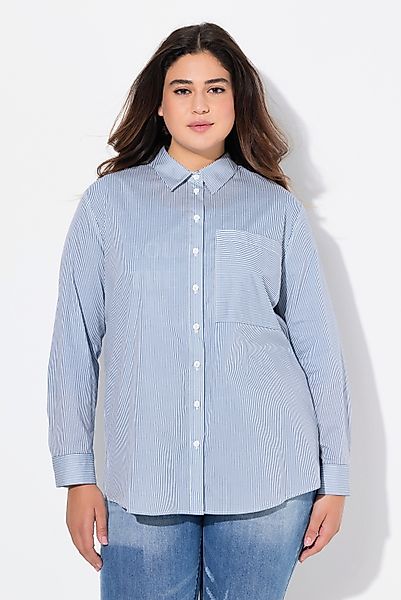 Ulla Popken Hemdbluse Bluse Streifen A-Linie günstig online kaufen